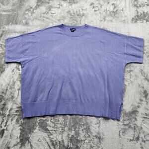 Splendid Sweater Womens L Purple Crew Neck‎ Short Sleeve Boxy Pullover Oversized